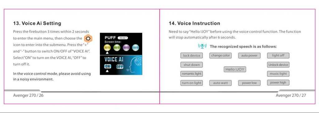 ijoy avenger voice control