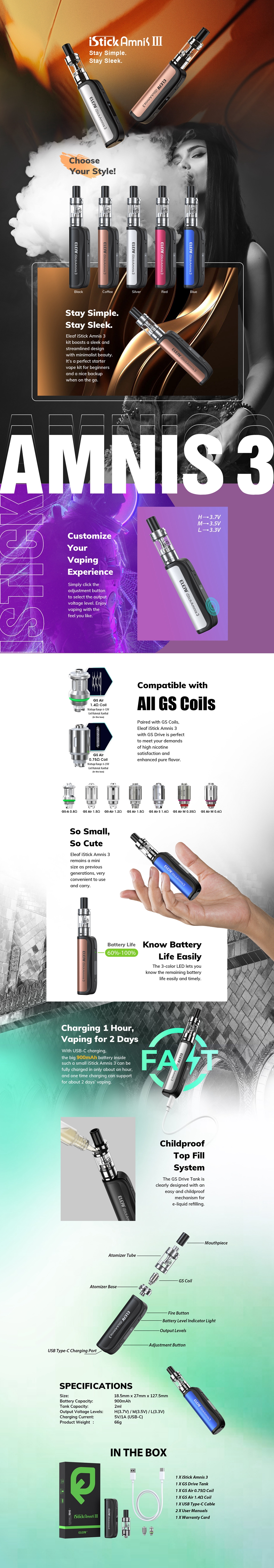 Eleaf-iStick-Amnis-3-kit